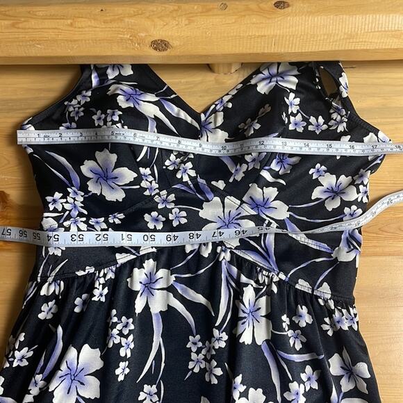 Vintage 80’s Maxine of Hollywood floral one piece swim dress women’s 16 - Picture 10 of 11